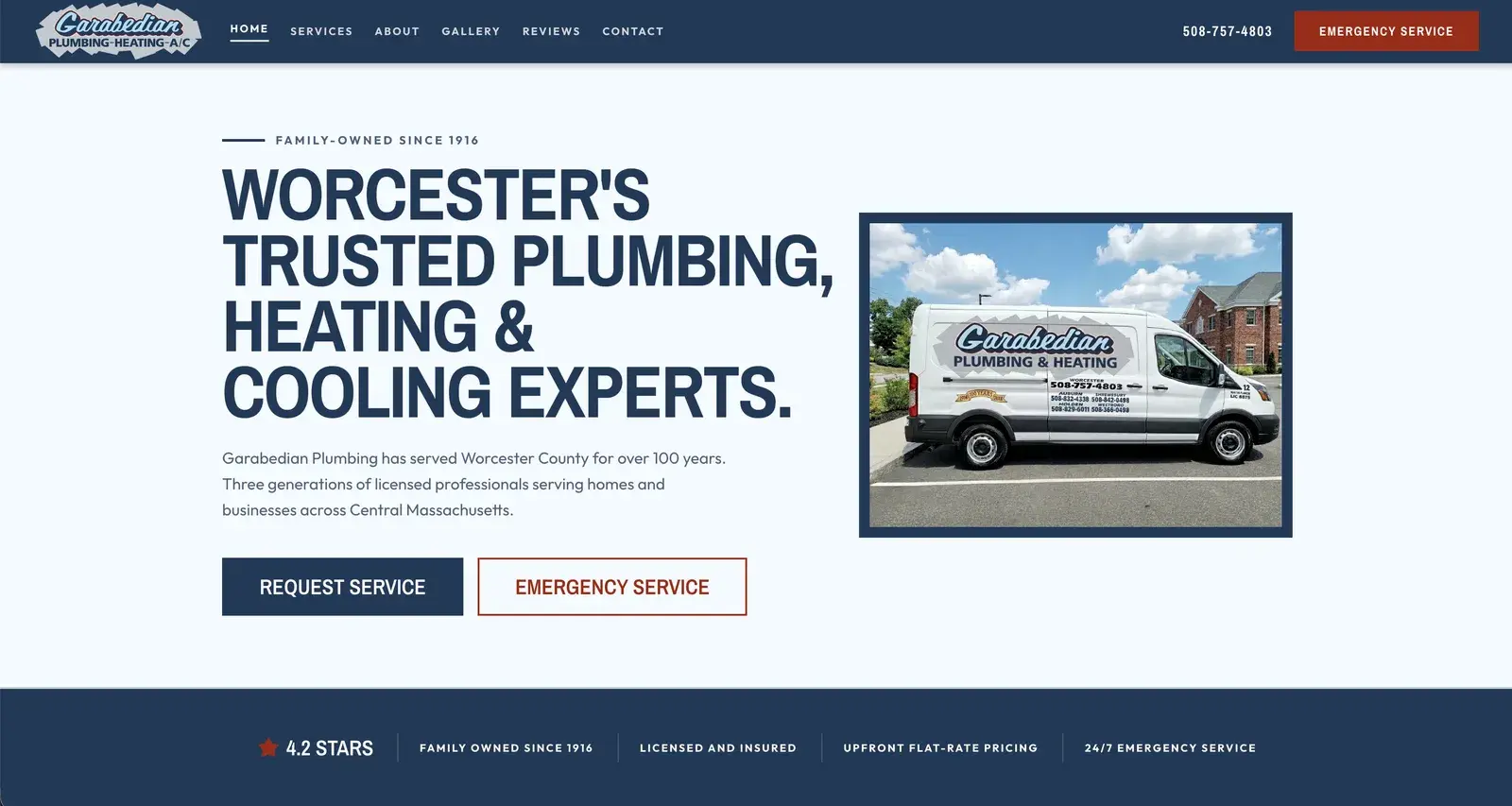 Garabedian Plumbing & Heating website after Grady Digital redesign