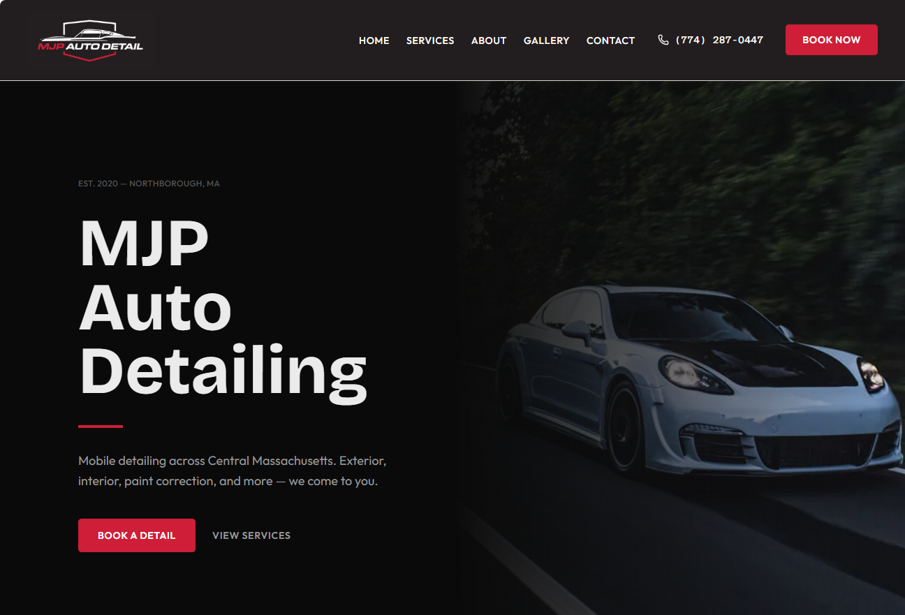 MJP Auto Detailing website by Grady Digital