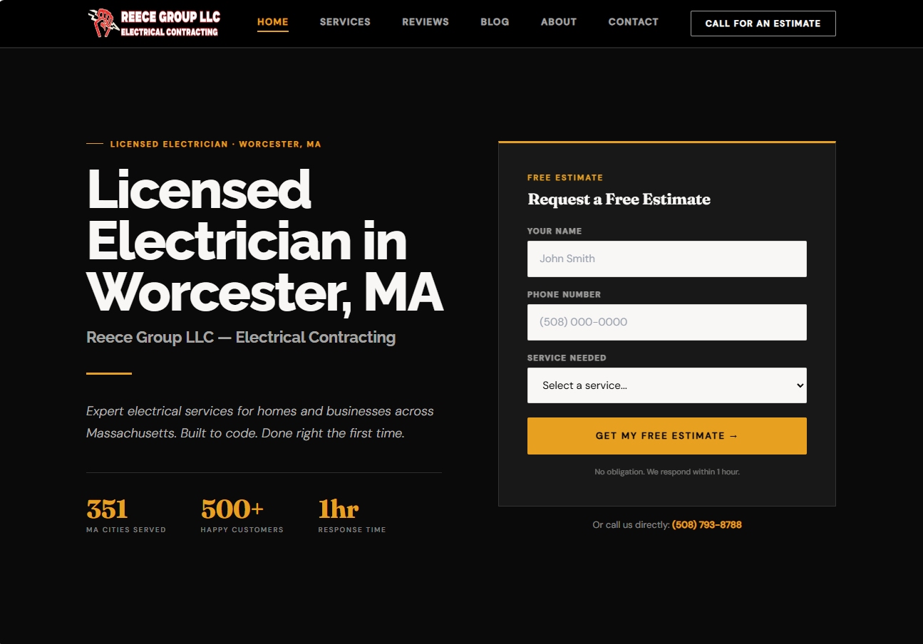 Reece Electric website by Grady Digital