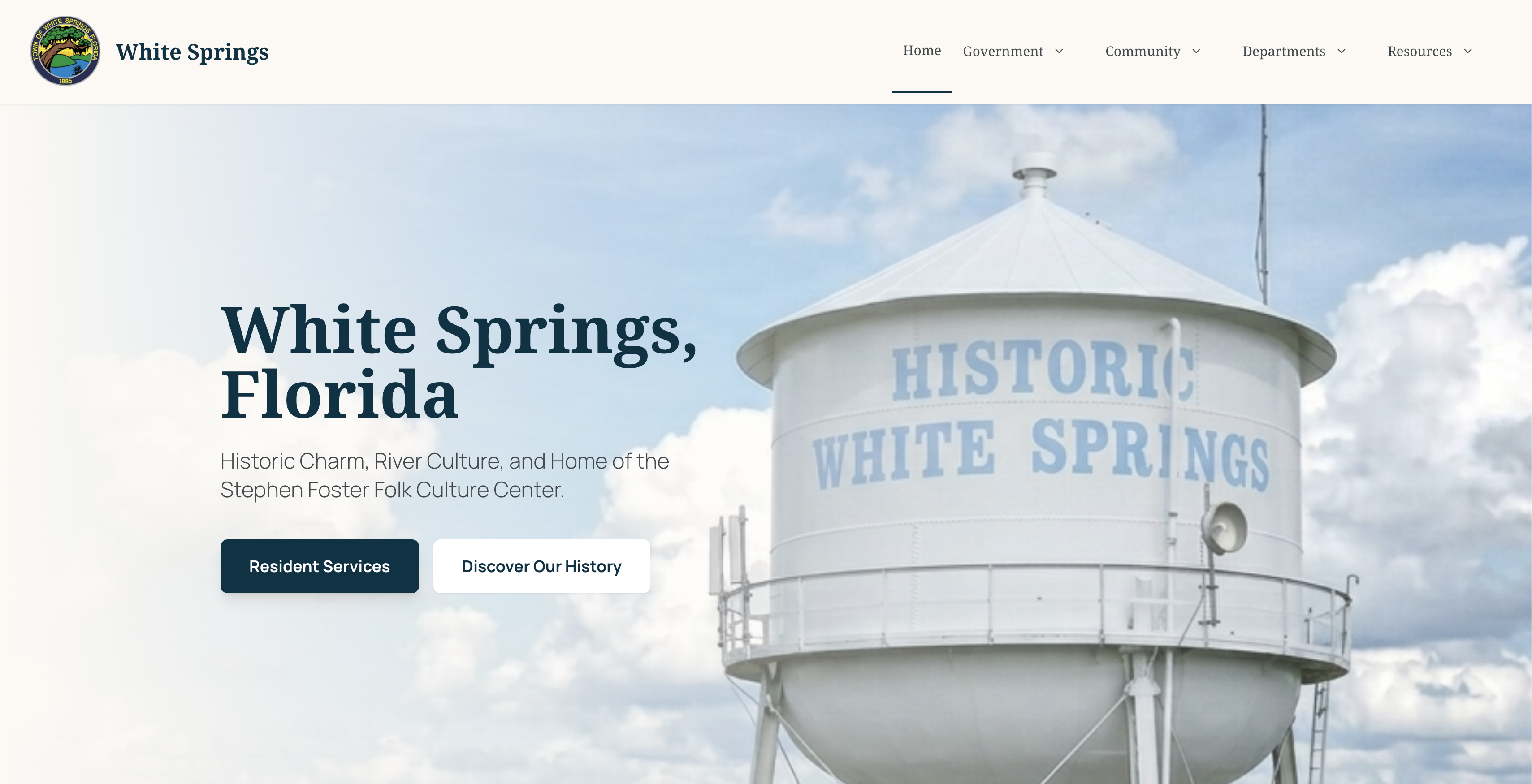 White Springs website after Grady Digital redesign