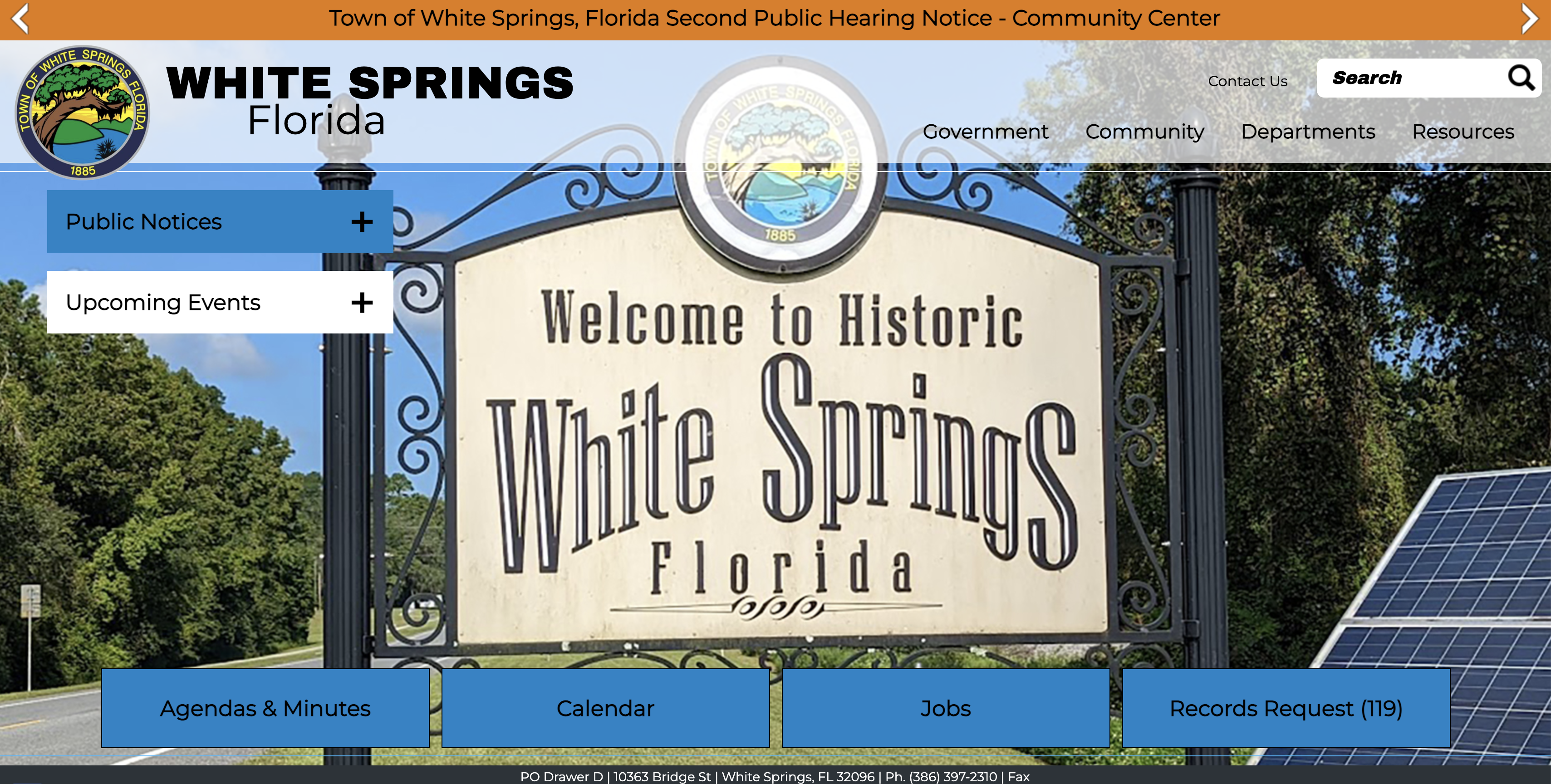 White Springs website before Grady Digital redesign