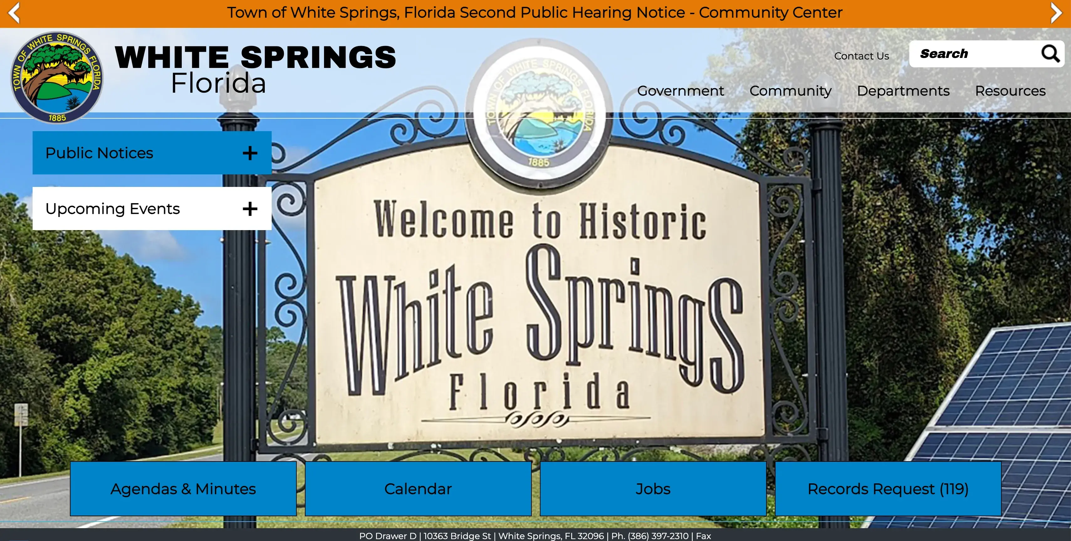 White Springs website before Grady Digital redesign